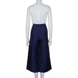 Pre Owned Roksanda Ilincic Navy Blue Silk Oversized Trousers M