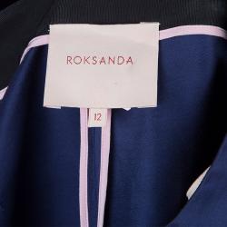 Pre Owned Roksanda Ilincic Navy Blue Silk Oversized Trousers M