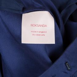 Pre Owned Roksanda Ilincic Navy Blue Silk Oversized Trousers M
