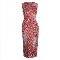 Pre Owned Roksanda Ilincic Orange Printed Sleeveless Silk Dress M