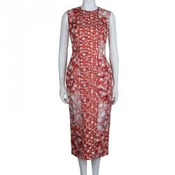 Pre Owned Roksanda Ilincic Orange Printed Sleeveless Silk Dress M