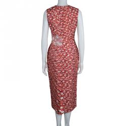 Pre Owned Roksanda Ilincic Orange Printed Sleeveless Silk Dress M