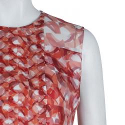 Pre Owned Roksanda Ilincic Orange Printed Sleeveless Silk Dress M