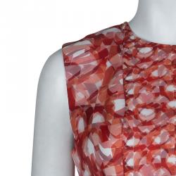 Pre Owned Roksanda Ilincic Orange Printed Sleeveless Silk Dress M