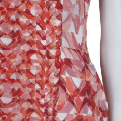 Pre Owned Roksanda Ilincic Orange Printed Sleeveless Silk Dress M