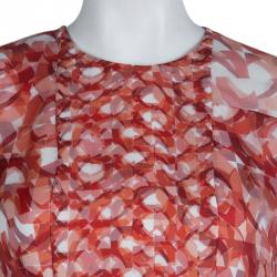 Pre Owned Roksanda Ilincic Orange Printed Sleeveless Silk Dress M