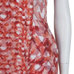 Pre Owned Roksanda Ilincic Orange Printed Sleeveless Silk Dress M