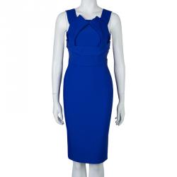 Pre Owned Roland Mouret Electric Blue Knit Backless Bodycon Dress S
