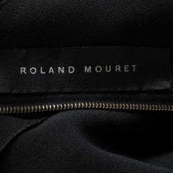 Pre Owned Roland Mouret Black Asymmetric Neck Detail Cap Sleeve Dress S