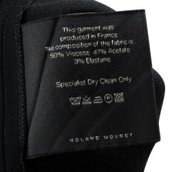 Pre Owned Roland Mouret Black Asymmetric Neck Detail Cap Sleeve Dress S