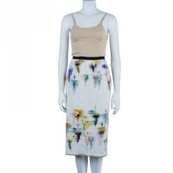 Pre Owned Roland Mouret Watercolored Pencil Skirt M