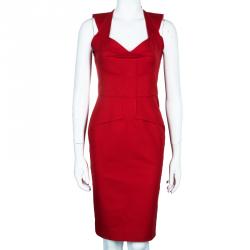 Pre Owned Roland Mouret Red Structured Dress M