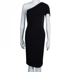 Pre Owned Roland Mouret Black Lyford One Shoulder Dress M