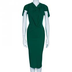 Pre Owned Roland Mouret Green Draped Dress S