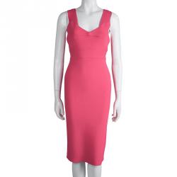 Pre Owned Roland Mouret Pink Knit Bodycon Sleeveless Dress M