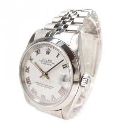 Pre Owned Rolex White Stainless Steel Datejust Women's Wristwatch 31MM