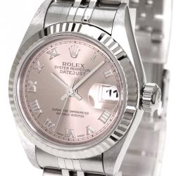 Pre Owned Rolex Pink Stainless Steel Datejust Women's Wristwatch 26MM