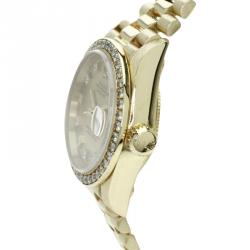 Pre Owned Rolex Champagne Gold 18K Yellow Gold Diamond Datejust Women's Wristwatch 26MM