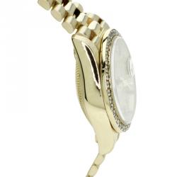 Pre Owned Rolex Champagne Gold 18K Yellow Gold Diamond Datejust Women's Wristwatch 26MM