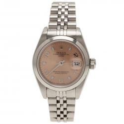 Pre Owned Rolex Pink Stainless Steel 79160 Datejust Women's Wristwatch 26MM