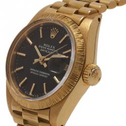مملوكة مسبقًا Rolex Black 18K Yellow Gold Datejust Women's Wristwatch 26MM