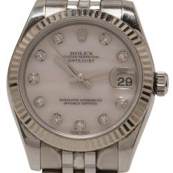مملوكة مسبقًا ساعة يد نسائية رولكس ديت جست صدف ستانلس ستيل وألماس 31 مم