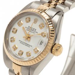 مملوكة مسبقًا Rolex Silver 18K Yellow Gold and Stainless Steel Datejust Women's Wristwatch 26MM