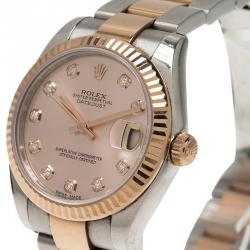 Pre Owned Rolex Pink Stainless Steel and 18K Rose Gold Datejust 178273 Women's Wristwatch 31MM
