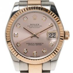 Pre Owned Rolex Pink Stainless Steel and 18K Rose Gold Datejust 178273 Women's Wristwatch 31MM
