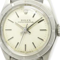 Pre Owned ساعة يد نسائية رولكس أويستر بيربيتشوال ستانلس ستيل عاجية 24 مم