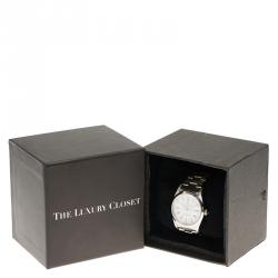 Pre Owned ساعة يد نسائية رولكس ديتجاست ستانلس ستيل بيضاء 34مم