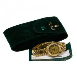 Pre Owned ساعة يد نسائية رولكس ديت جست ذهب أصفر عيار 18 سوداء 26 مم