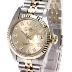 Pre Owned Rolex Champagne 18K Yellow Gold and Stainless Steel Datejust Women's Wristwatch 26MM