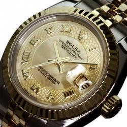 Pre Owned ساعة يد نسائية رولكس ديتجاست ستانلس ستيل وذهب أصفر عيار 18 صدف 26مم