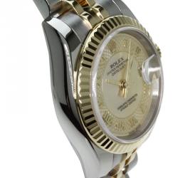 Pre Owned ساعة يد نسائية رولكس ديتجاس�ت ستانلس ستيل وذهب أصفر عيار 18 صدف 26مم