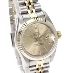 مملوكة مسبقًا Rolex Champagne 18K Yellow Gold and Stainless Steel Datejust Women's Wristwatch 26MM