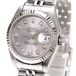 Pre Owned Rolex Silver 18K White Gold and Stainless Steel Datejust Women's Wristwatch 26MM