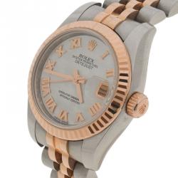 Pre Owned Rolex Mother Of Pearl Rose Gold & Stainless Steel Datejust 179171 Women's Wristwatch 26MM