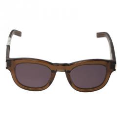 مملوكة مسبقًا Saint Laurent Paris Brown Bold K7M Round Sunglasses