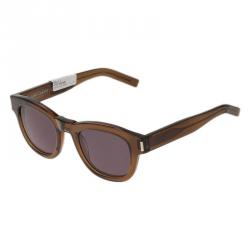 مملوكة مسبقًا Saint Laurent Paris Brown Bold K7M Round Sunglasses