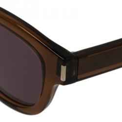 مملوكة مسبقًا Saint Laurent Paris Brown Bold K7M Round Sunglasses