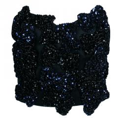 Saint Laurent Paris Blue Sequin Strapless Crop Top M
