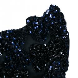 Saint Laurent Paris Blue Sequin Strapless Crop Top M