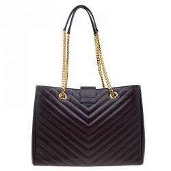 Pre Owned حقيبة يد سان لوران باريس شوبر كاساندريه جلد ماتيلاس عنابي