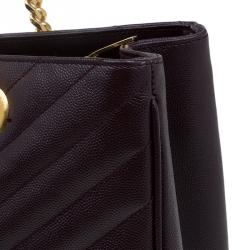 Pre Owned حقيبة يد سان لوران باريس شوبر كاساندريه جلد ماتيلاس عنابي