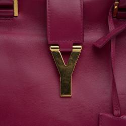 Pre Owned Saint Laurent Paris Magenta Leather Medium Cabas Chyc Tote