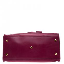 Pre Owned Saint Laurent Paris Magenta Leather Medium Cabas Chyc Tote