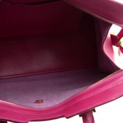 Pre Owned Saint Laurent Paris Magenta Leather Medium Cabas Chyc Tote