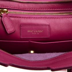 Pre Owned Saint Laurent Paris Magenta Leather Medium Cabas Chyc Tote