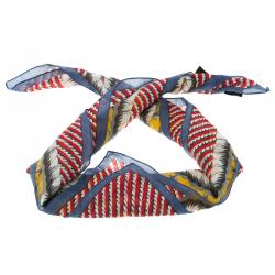 Saint Laurent Paris Multicolor Starfish Print Cotton and Silk Square Scarf